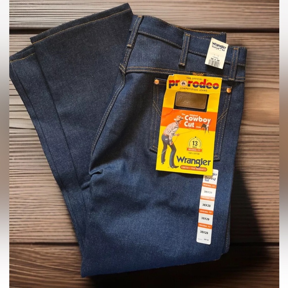NEW Wrangler Men's 38 X 29 Dark Wash Original Fit 13MWZ Cowboy Cut Jeans